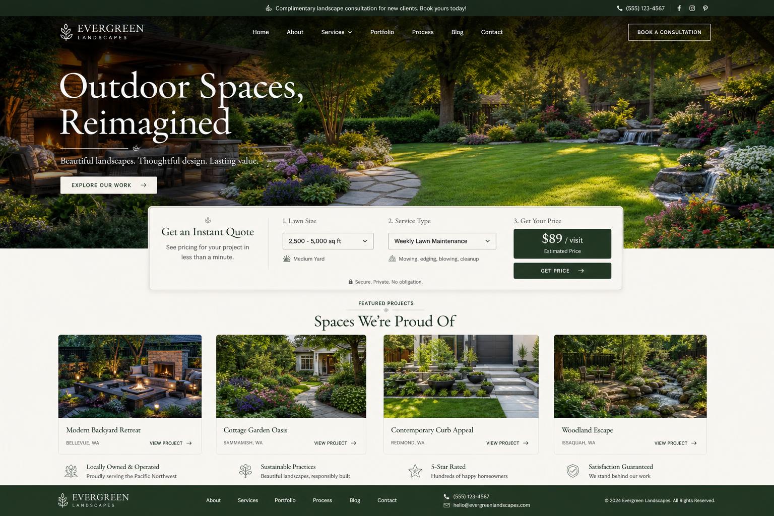 Landscaping website landing page example